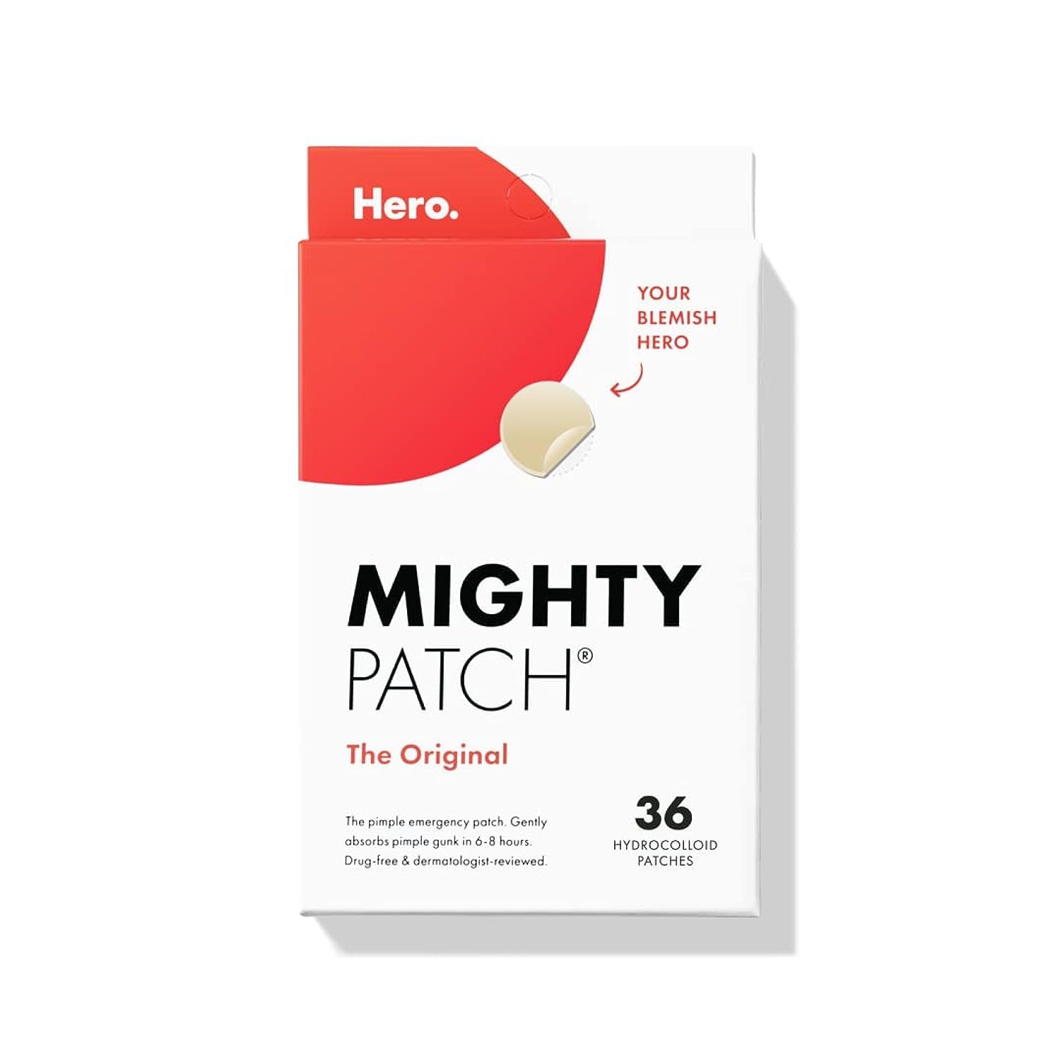 Buy now Mighty Patchâ„¢ Original patch from Hero Cosmetics â€“ The #1 Hydrocolloid Acne Pimple Patch for Shrinking Zits and Whiteheads in 1 use; Nighttime Spot Stickers for Face and Skin (36 Count) at indiglob india