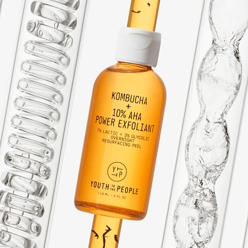 Buy now Youth To The People Kombucha + 10% AHA Power Exfoliant (4 fl oz), Overnight Resurfacing Peel, Helps Fade Discoloration + Smooth Skin Texture, Lactic + Glycolic Acid, Fragrance-free, Vegan at indiglob india