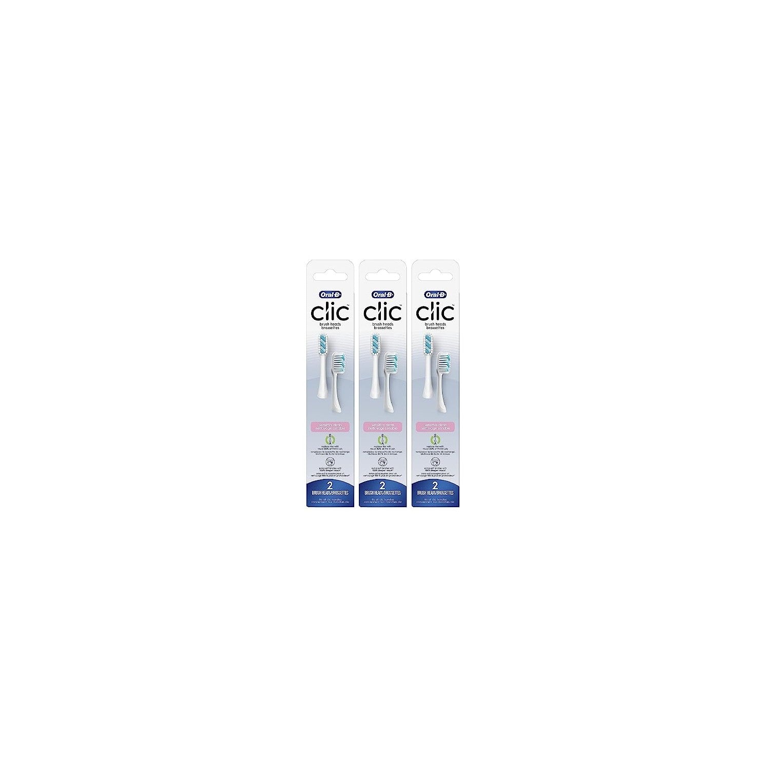 Buy now Oral-B Clic Toothbrush Sensitive Clean Replacement Brush Heads, White, 2 Count (Pack of 3) at indiglob india