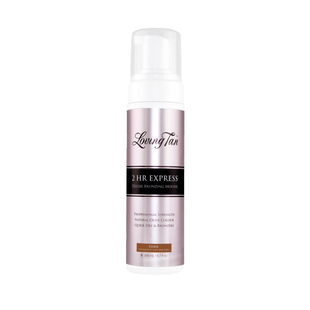 Loving Tan 2 HR Express Self Tanning Mousse, Dark - Streak Free, Natural, Professional Quality - 5+ Sunless Self Tanner Applications per Bottle, Cruelty Free, Naturally Derived DHA - 4 FL Oz