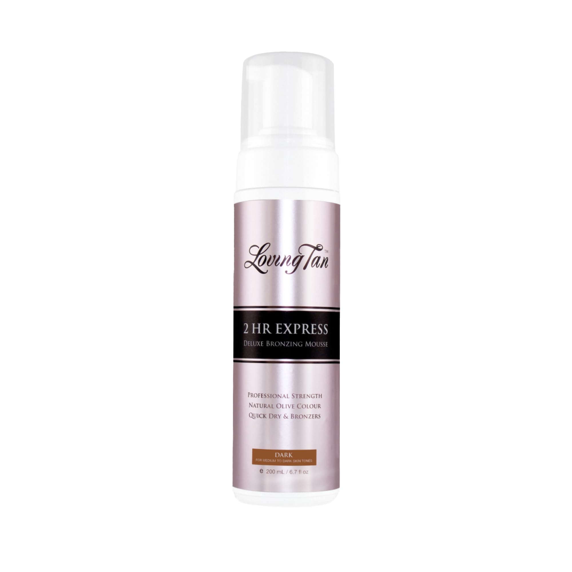 Loving Tan 2 HR Express Self Tanning Mousse, Dark - Streak Free, Natural, Professional Quality - 5+ Sunless Self Tanner Applications per Bottle, Cruelty Free, Naturally Derived DHA - 4 FL Oz