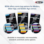 Buy now BCW Current/Modern Comic Bags - 100 ct | Acid-Free Modern Comic Bags for Current Issues | Exterior 6 7/8 x 10 1/2 inches | Crystal Clear Protection for Your Comic Collection at indiglob india