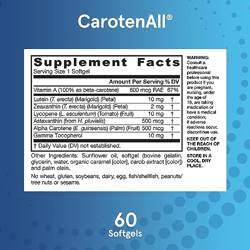 Buy now Jarrow FormulasÂ® CarotenAll, Dietary Supplement, Antioxidant Support for Vision and Cardiovascular Health, 60 Softgels, Up to a 60 Day Supply at indiglob india