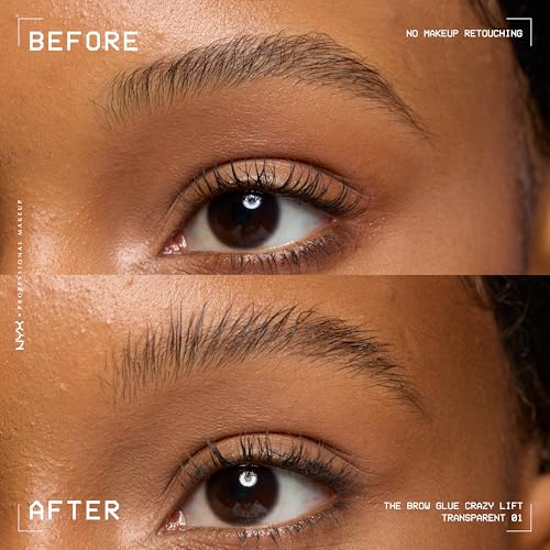 Buy now NYX PROFESSIONAL MAKEUP The Brow Glue Crazy Lift, Brow Lamination Gel with 16HR Strong Hold & Built-In Styling Comb - Clear Eyebrow Gel at indiglob india