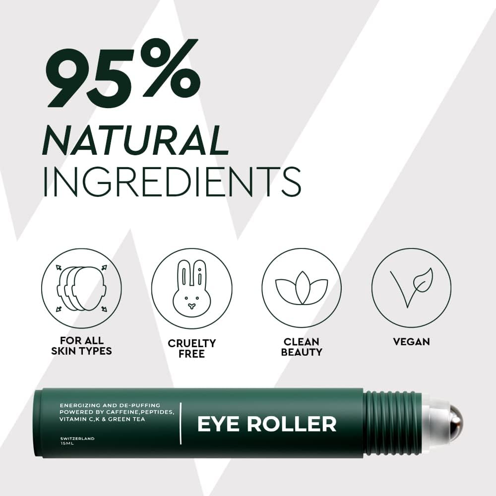 Buy now Wolf Project Under Eye Roller - Korean Beauty, with Caffeine, Vitamin C and Peptides - Energizing Serum for Dark Circles and Puffiness, Fine Lines, Wrinkles - Gel-Based Brightening Cream at indiglob india