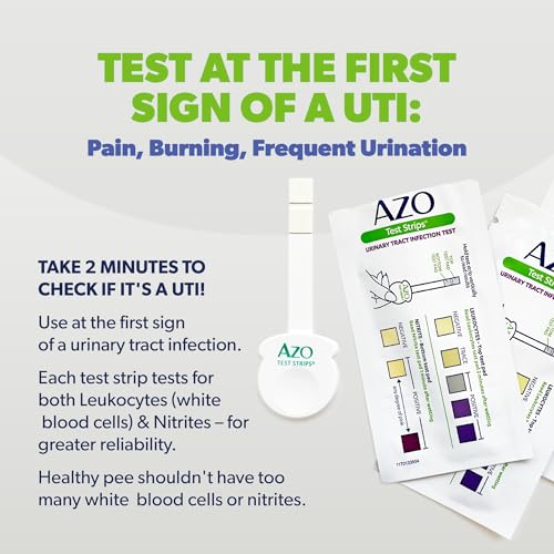 Buy now AZO Urinary Tract Infection (UTI) Test Strips, Accurate Results in 2 Minutes, Clinically Tested, Easy to Read Results, Clean Grip Handle, #1 Most Trusted Brand, 3 Count at indiglob india