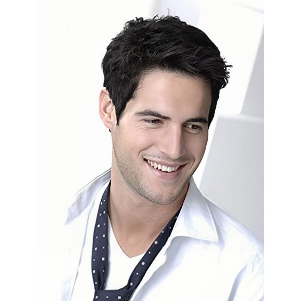 Buy now Kaneles Short Curly Mens Black Wig Fluffy Synthetic Cosplay Halloween Hair Wig for Male Guy Short Black at indiglob india