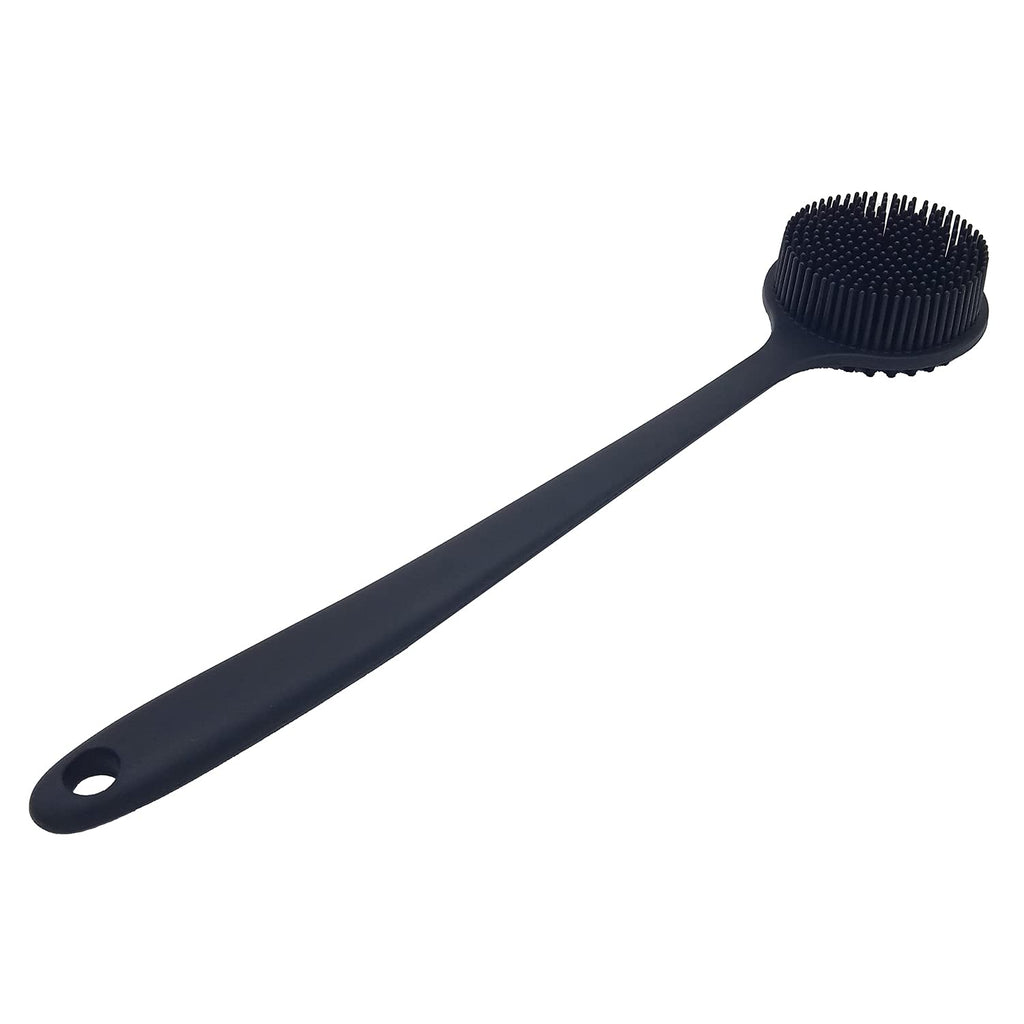 Buy now DNC Back Scrubber for Shower Soft Silicone Bath Body Brush with Long Handle (Black) at indiglob india