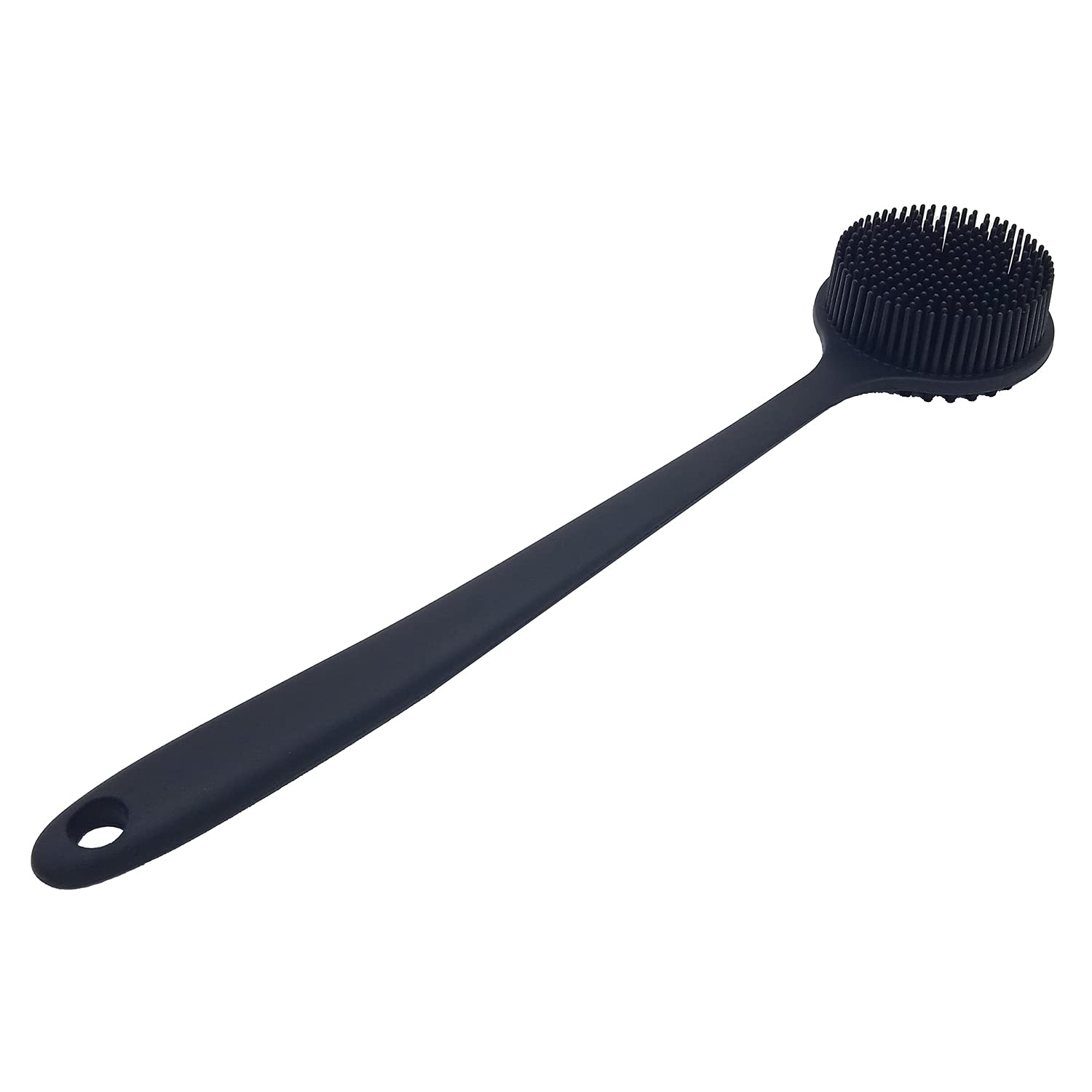 Buy now DNC Back Scrubber for Shower Soft Silicone Bath Body Brush with Long Handle (Black) at indiglob india