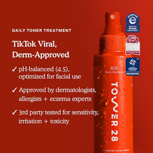 Buy now Tower 28 SOS Daily Rescue Facial Spray - Hypochlorous Acid Spray to Help Reduce Redness, Calm Irritation + Alleviate Flare-Ups - Purifying Travel Size Face Toner - Everyday Skin Care Essential (1 oz) at indiglob india
