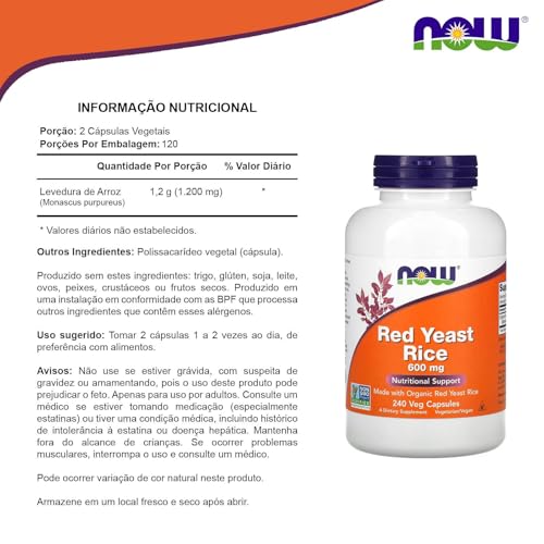 Buy now NOW Foods Red Yeast Rice 600 mg, 240 Count (Pack of 1) at indiglob india