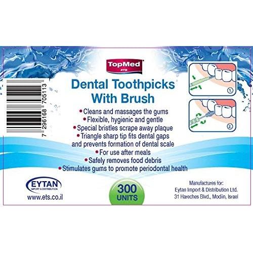 Buy now TOPMED ETS Oral Care Dental Brush Teeth Pick Plastic Teeth Floss Toothpick, Interdental Brush (300 Count 1 Box) at indiglob india