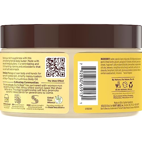 Buy now Burt's Bees Shea + Tropical Fruit Indulgent Hand and Body Butter, Non-Greasy, Antioxidant Rich for Glowing Skin, Non-Irritating, Natural Origin Skin Care, 11 oz. at indiglob india