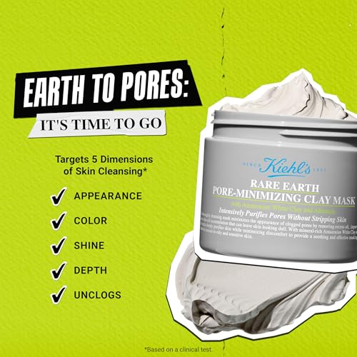 Buy now Kiehl's Rare Earth Pore Minimizer Face Mask, with Bentonite and Amazonian White Clay and Allantoin, Oil Absorbing Facemask for Normal to Oily Skin - 4.2 fl oz at indiglob india
