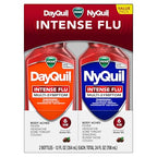 Buy now Vicks DayQuil & NyQuil Intense Flu Liquid, Value Pack, Over-The-Counter, Multi-Symptom, Powerful Relief for Body Aches, Fever, Headache, Sore Throat, and Cough, 6 Hour Relief, Cherry Flavor, 12 FL OZ at indiglob india