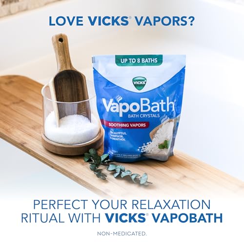 Buy now Vicks VapoBath, Bath Crystals, Soothing Non-Medicated Vicks Vapors, Refreshing Aromatherapy with Eucalyptus, Menthol, and Essential Oils, Bath Salts, 24oz at indiglob india