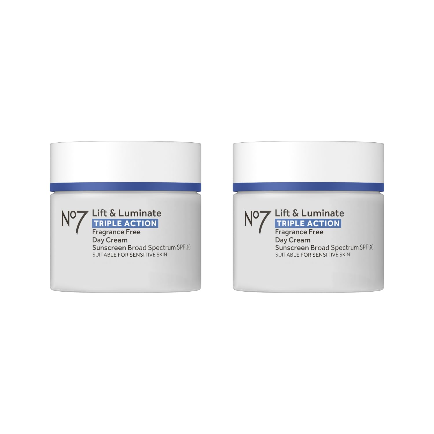 No7 Lift & Luminate Triple Action Face Cream with SPF 30, 1.69 oz | Fragrance Free Moisturizer, Anti Aging Collagen Peptides, Brightening Complex, Evens Skin Tone, Wrinkles Appear Reduced