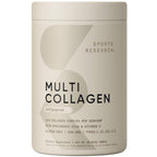 Sports Research® Multi Collagen Protein Powder, Chocolate - 30 Servings | 10g Grass-Fed Type I, II, III, V, X Collagen per Scoop w/Hyaluronic Acid & Vit. C | Hair, Skin & Joint Support | Easy to Mix