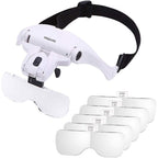 Buy now Headband Magnifier Glasses LED Magnifying Loupe Head Mount Magnifier Handsâ€”Free Bracket and Headband are Interchangeable 5 Replaceable Lenses1.0X,1.5X,2.0X,2.5X,3.5X (Upgraded Version) at indiglob india