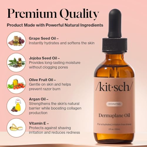 Buy now Kitsch Dermaplane Face Oil with Jojoba & Argan Oil â€“ Hydrating Facial Formula for Dermaplaning Tool, Gua Sha & Razor Use â€“ Irritation-Free Shave Oil for Soft, Radiant Skin â€“ 2oz at indiglob india