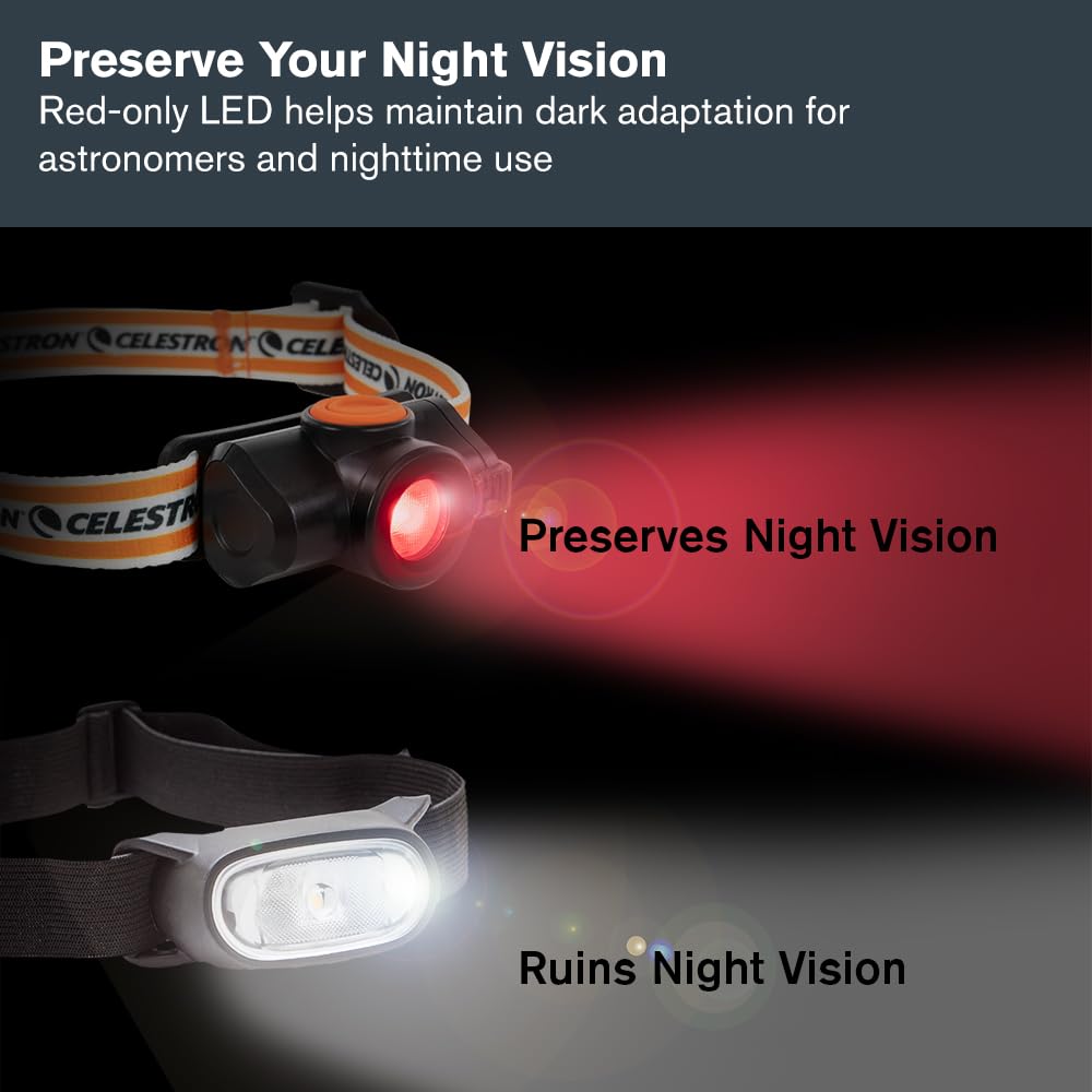 Celestron Night Vision Red LED Headlamp for Astronomy and Camping