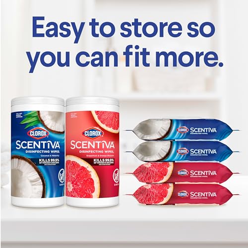 Buy now Clorox Scentiva Disinfecting Wipes, Coconut and Waterlily, 75 Count, Pack of 3 (Package May Vary) at indiglob india