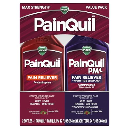 Buy now Vicks PainQuil & PainQuil PM Pain Relief Liquid, 1000mg Acetaminophen, 2x12 oz at indiglob india