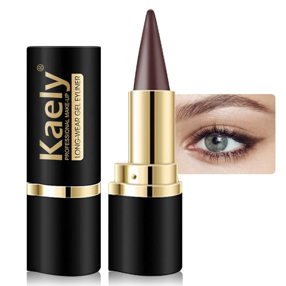 Kaely 2Pcs Gel Eyeliner Pencil, Natural Black Eyeliner Cream, Liquid Eye Liner Pencils for Older Women Waterproof, Smoky Eyeshadow Palette Goth Halloween Makeup Kit, delineador de ojos contra el agua