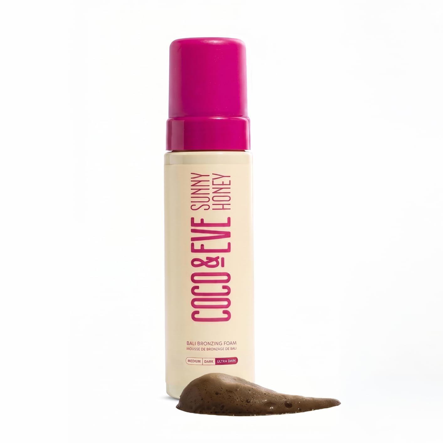Coco & Eve Sunny Honey Bronzing Self Tanner Mousse - Dark, 6.7 fl oz | Sunless Self Tan for Body & Face, Bali Bronzing Tanning Foam, Natural Looking Glow for Women & Men, Bronzes Skin, Streak Free