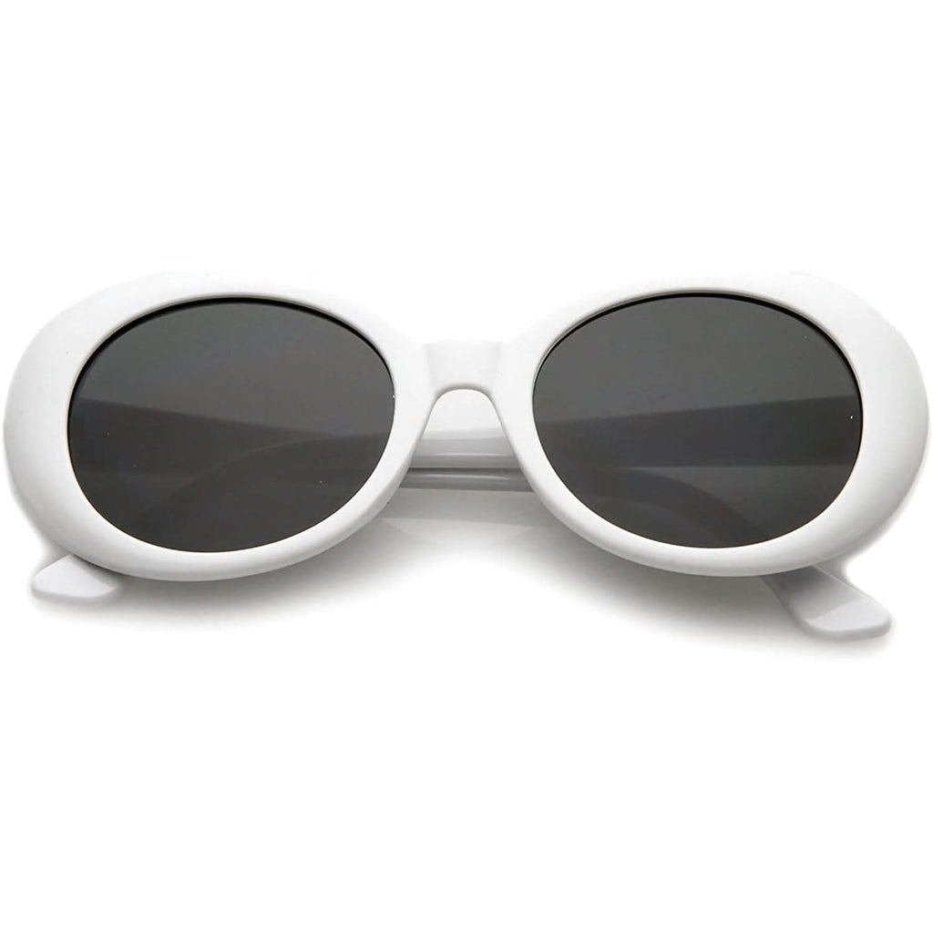 Buy now My Shades - White Oval Round Sunglasses Thick Bold Retro Clout Goggles (White, Smoke), Large at indiglob india