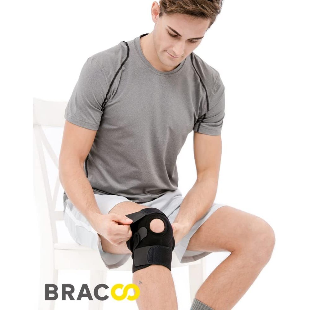 Buy now Bracoo Knee Support Brace for Men Women, Adjustable Compression Sleeve Wrap Patellar Pad Tendon - Arthritis Pain, meniscus tear, Injury Recovery, Running, Workout, KS10 at indiglob india