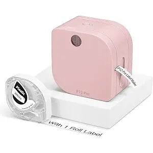 Buy now Phomemo P12 PRO Label Maker Machine with Tape, Mini Bluetooth Portable Thermal Labelmaker for Home, Office, Organizing, Kitchen, Wireless Small Label Makers with Multiple Templates, Green 1 Tape Pink at indiglob india
