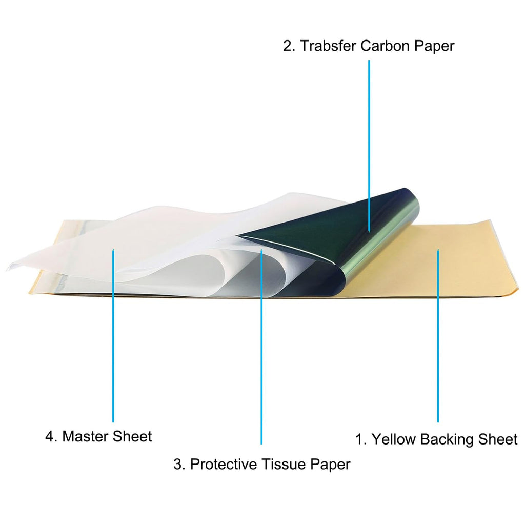 MIUXIA Tattoo Transfer Paper 50 Sheets Tattoo Stencil Paper Tattoo Supplies | A4 Size 4 Layers DIY Tattoo Tracing Paper Printer Paper Tattoo Kit
