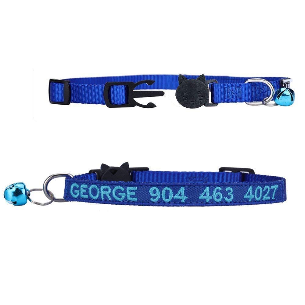 WFRLQ Cat Collar,Personalized Embroidered Nylon Cat ID Collars with Bell - Custom Text with Pet Name and Phone Number … (Cat Collar)