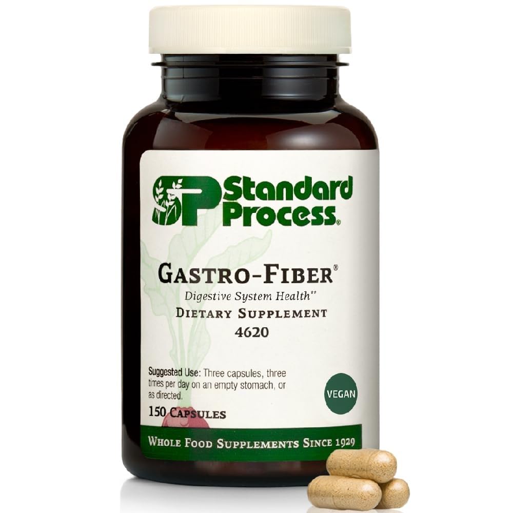 Standard Process Gastro-Fiber, Prebiotic Digestive Supplement, 150 Capsules