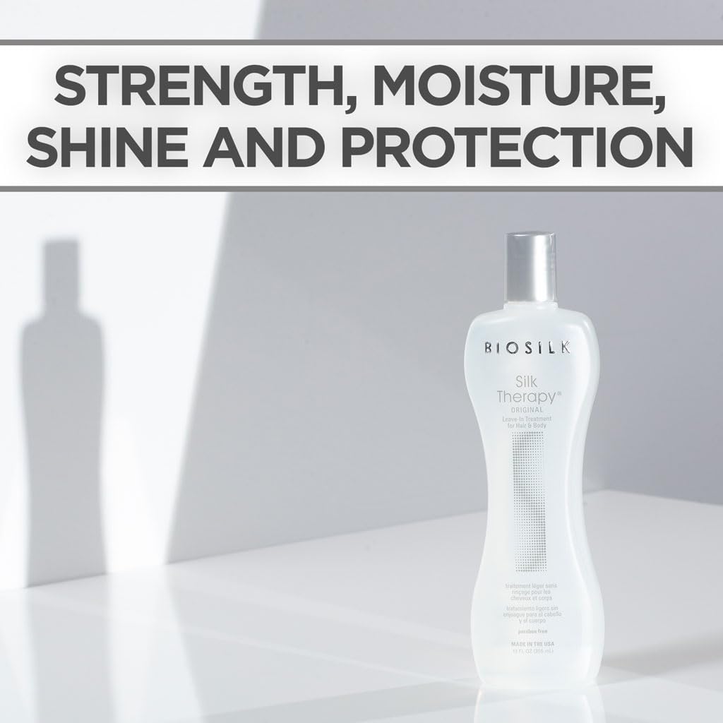 BioSilk Silk Therapy Original, Reconstructing Leave-In Hair Treatment, Adds Shine, Smooths & Prevents Split Ends, Sulfate-Free, Paraben-Free, Cruelty-Free, 12 Oz