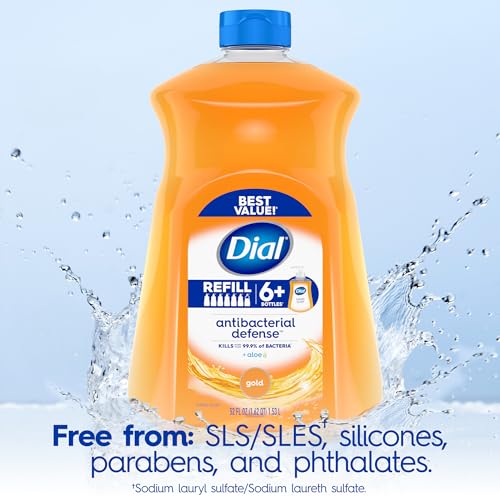 Buy now Dial Antibacterial Defense Liquid Hand Soap + Aloe, Gold Scent, 52 Fl Oz Hand Soap Refill (3 Count), Dermatologist-Tested, Gentle Formula at indiglob india