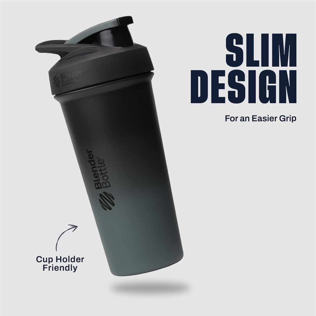 BlenderBottle Sport Sleek Stainless Steel Shaker Bottle 25 oz Black