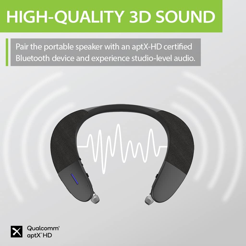 Buy now Avantree Torus Wearable Wireless Neck Speaker, Bluetooth 5.0, aptX HD, Low Latency, Personal Neckband Speakers with Retractable Earbuds, Superb Audio Quality, 3D Surround Stereo for Music TV (NB05) at indiglob india