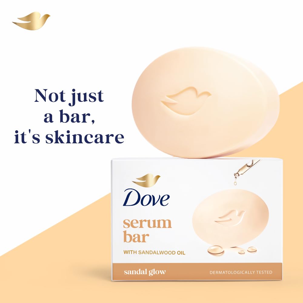 Dove Serum Bar | with Sandalwood Oil | Sandal Glow | 375g (125g x 3)