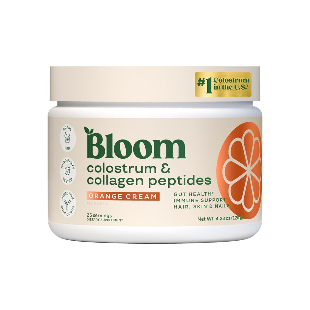 Buy now Bloom Nutrition Bovine Colostrum Powder for Gut Health, Immune Support, Hair Growth & Beauty Supplement, Gluten Free, Sugar Free | Orange Cream, 25 Servings at indiglob india