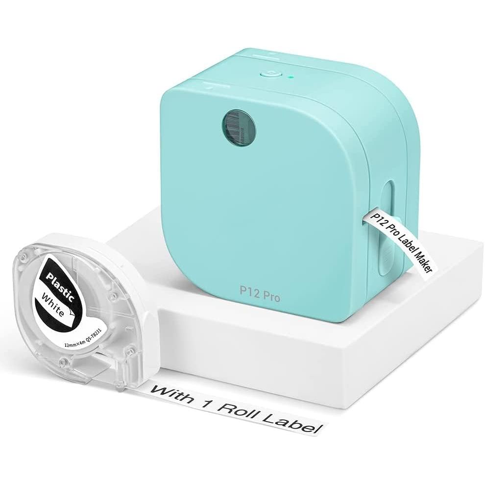 Buy now Phomemo P12 PRO Label Maker Machine with Tape, Mini Bluetooth Portable Thermal Labelmaker for Home, Office, Organizing, Kitchen, Wireless Small Label Makers with Multiple Templates, Green 1 Tape Green at indiglob india