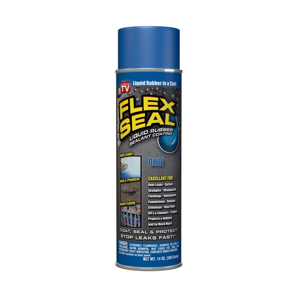 Buy now Flex Seal, 14 oz, Clear, Stop Leaks Instantly, Transparent Waterproof Rubber Spray On Sealant Coating, Perfect for Gutters, Wood, RV, Campers, Roof Repair, Skylights, Windows, and More Blue 14 oz (Pack of 1) at indiglob india