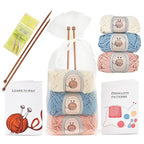 Buy now Thoughtful Stitch Knitting Kit for Beginners Adults & Kid Friendly- Complete Knitting Kit - Learn to Knit Yarn Set with Tutorial Book for Adult Hobbies - 100% Cotton Wool & Bamboo Knitting Needle at indiglob india