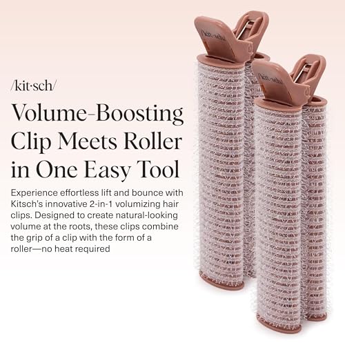 Buy now Kitsch Volumizing Hair Clips for Women - Hair Rollers for Volume & Curls - Volumizing Hair Products, Hair Roller Clips for Effortless Curls That Last - 2pc, Terracotta at indiglob india