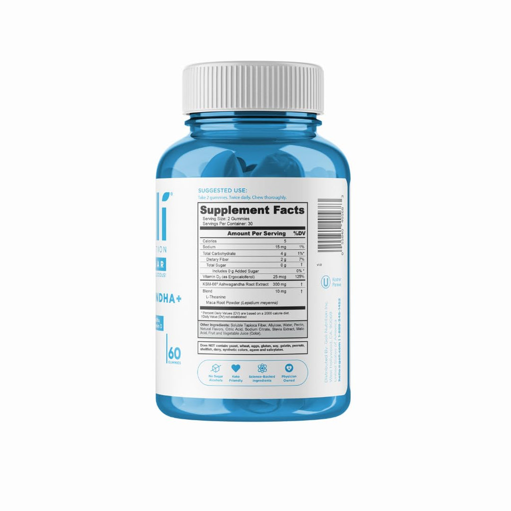 Goli Zero Sugar Ashwagandha Gummies with KSM-66, L-Theanine, Maca and Vitamin D - No Sugar Alcohols - Vegan, Keto-Friendly, Non-GMO