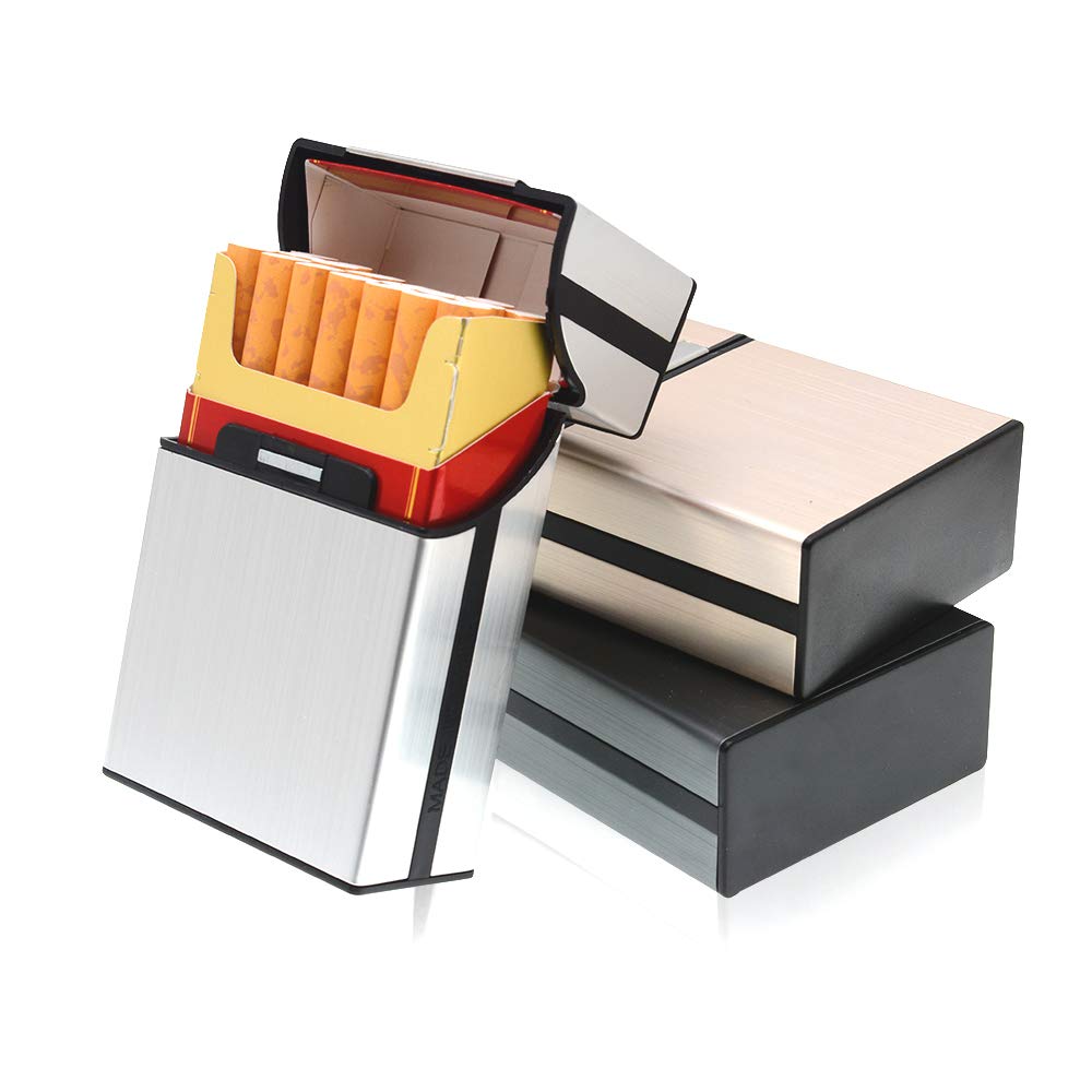 Buy now 3 Pcs Metal Cigarette Box/Case (20 Capacities) - Cigarette Cigar Protective Cover Box - Brushed Aluminum Cigarette Case, Hard Box with Solid Magnetic Flip Top Closure (3 Colors, for Men) at indiglob india