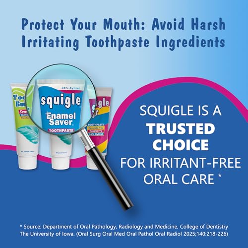 Buy now Squigle Enamel Saver Toothpaste : 36% Xylitol. with Fluoride. SLS Free. Prevents Canker Sores, Bad Breath, Perioral Dermatitis, Chapped Lips. Soothes & Protects Dry Mouths - 1 Pack at indiglob india