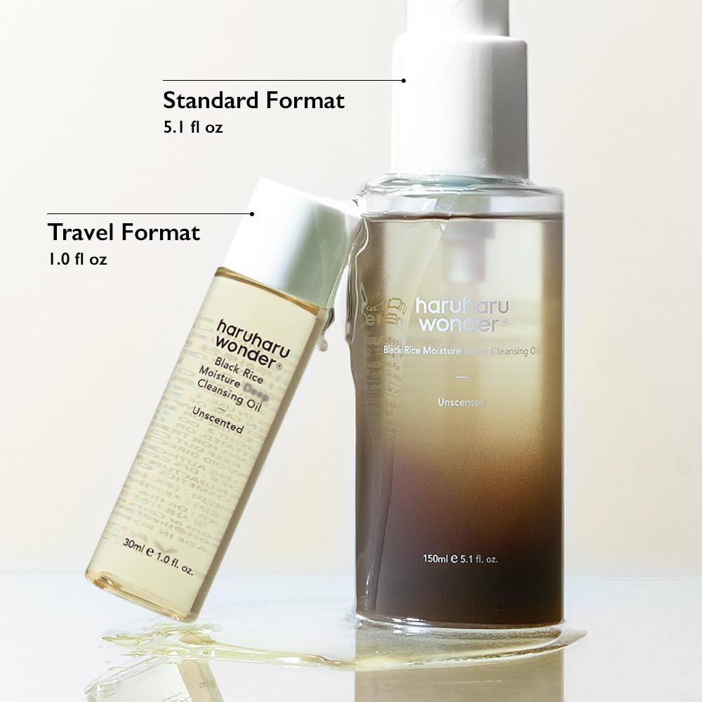 HARUHARU Black Rice Moisture Cleansing Oil, 1.0 fl.oz, Pore Control, Vegan | Gentle Daily Makeup Remover, no Tightness, Double Cleansing, Sensitive Skin, Non-comedogenic, Korean Skin care, Travel Size