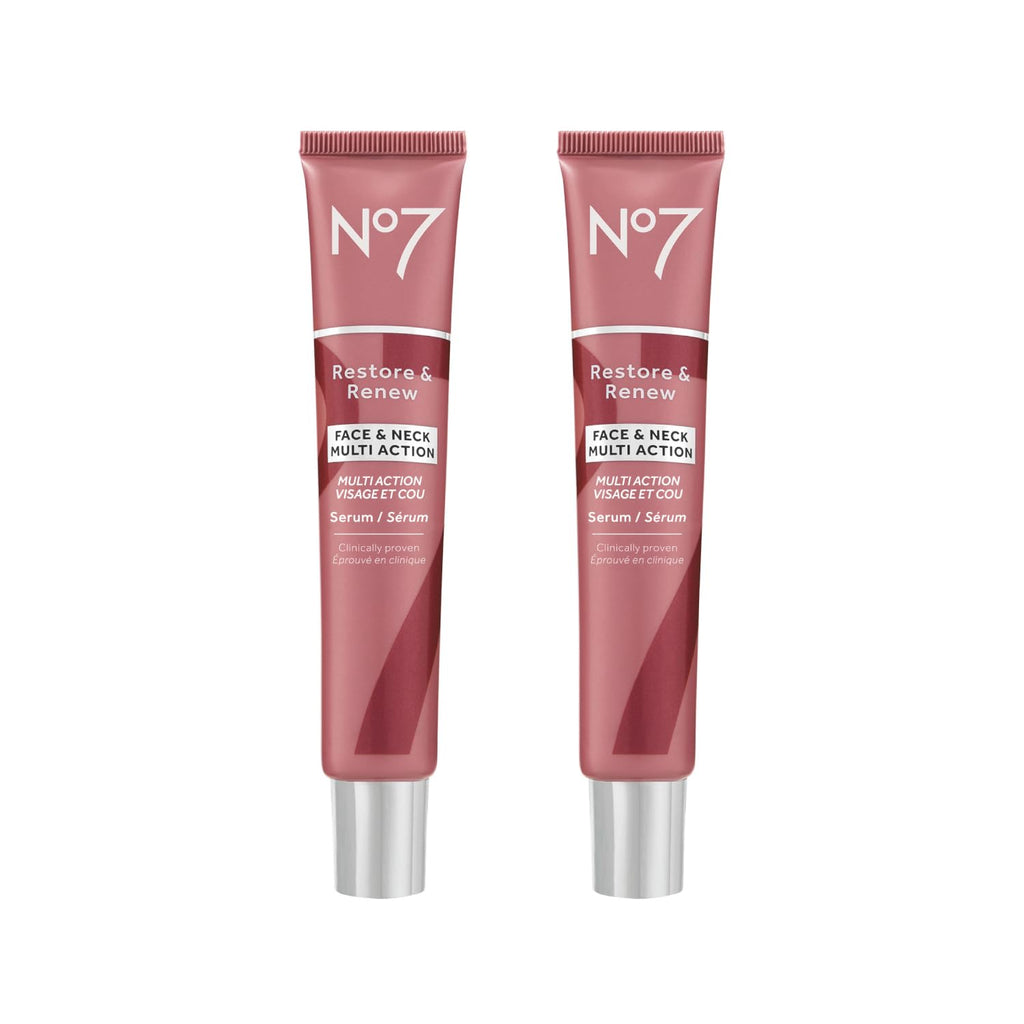 No7 Restore & Renew Sculpting Face & Neck Serum, 1 fl oz | Anti-Aging Formula, Deep Wrinkle Repair, Collagen-Infused Skincare, Hydrating Hibiscus Peptides & Hyaluronic Acid